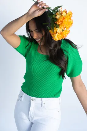 Stylish Perception Kelly Green Knit Top