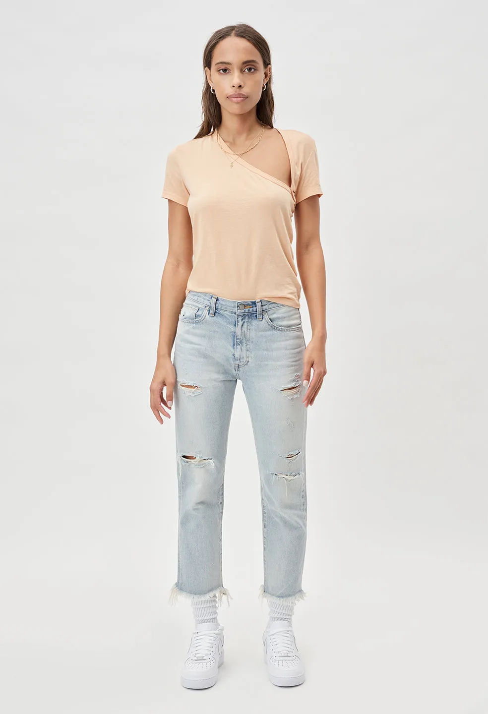 Supima Asymmetrical Tee / Bleached Apricot