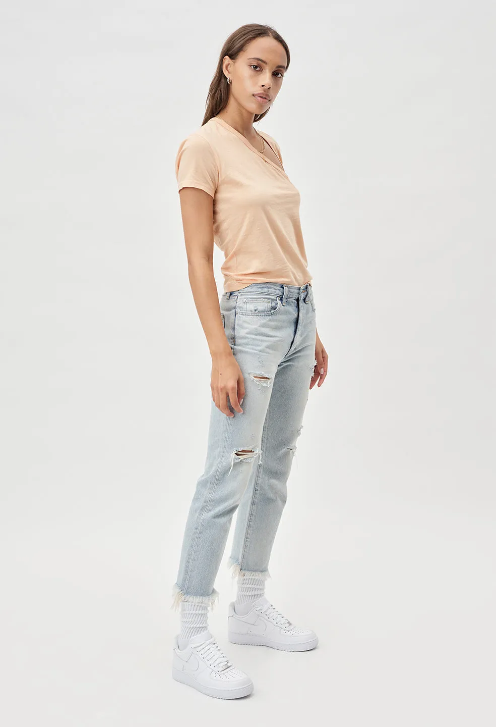 Supima Asymmetrical Tee / Bleached Apricot