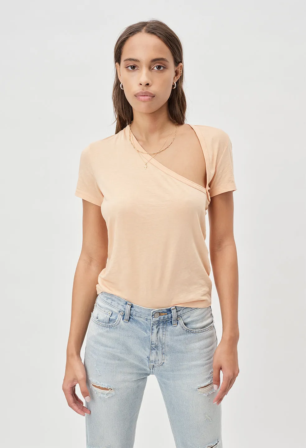 Supima Asymmetrical Tee / Bleached Apricot