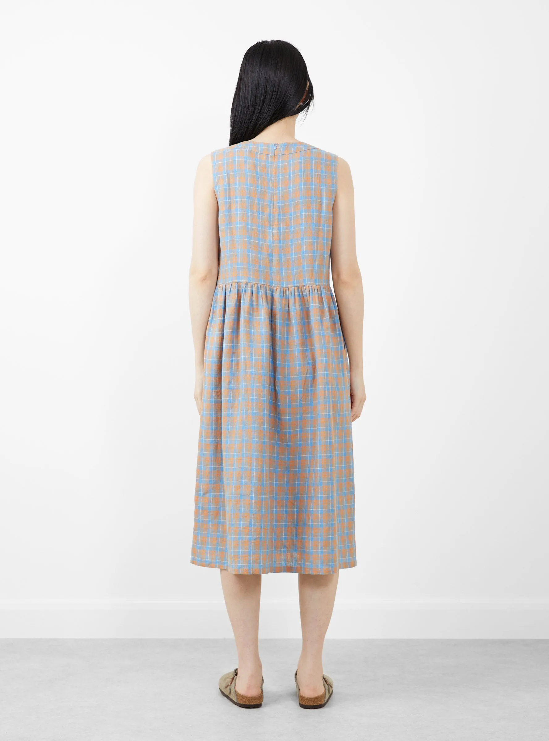 Tally Dress Plain Orange Mix Check