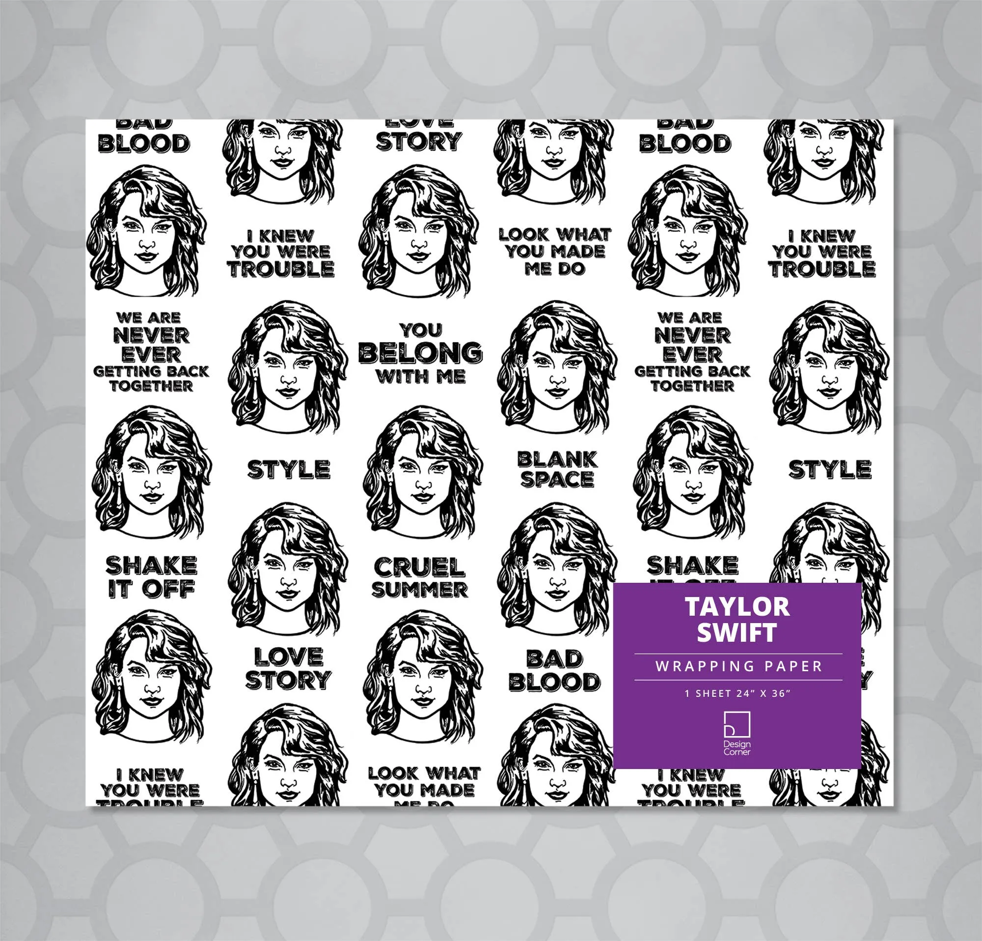 Taylor Swift Gift Wrap 24x36 Sheet