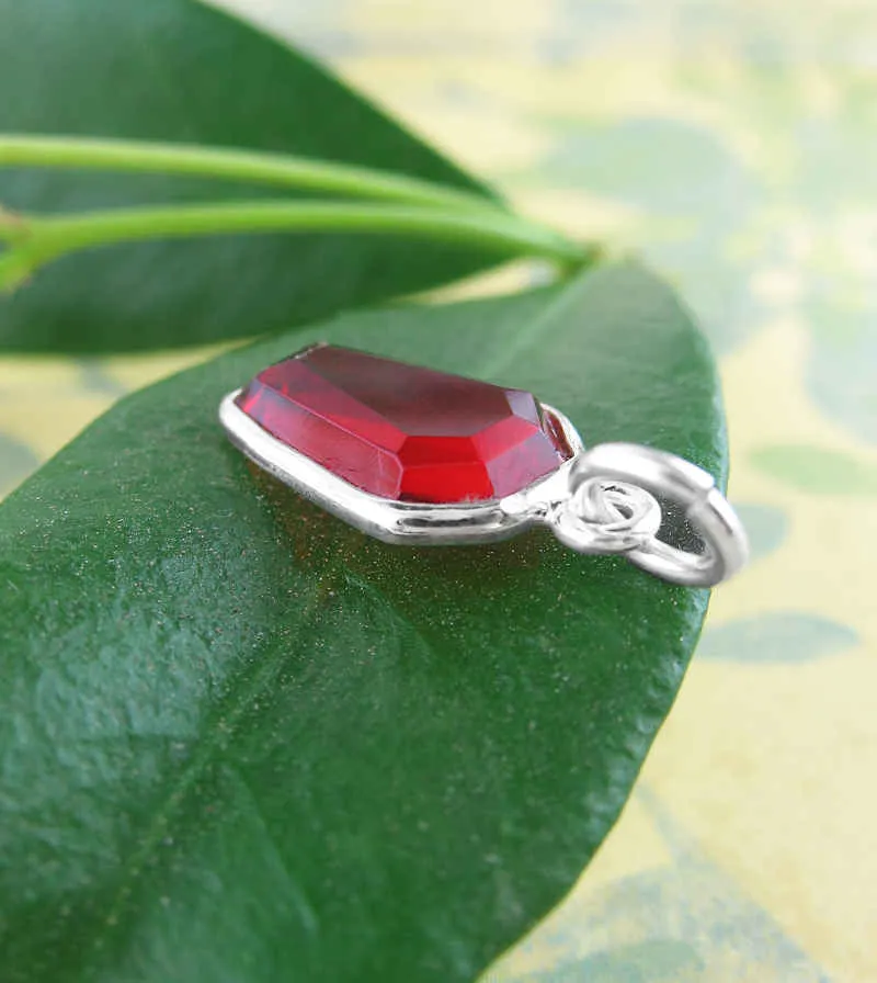 Tiny Red Garnet Coffin Charm