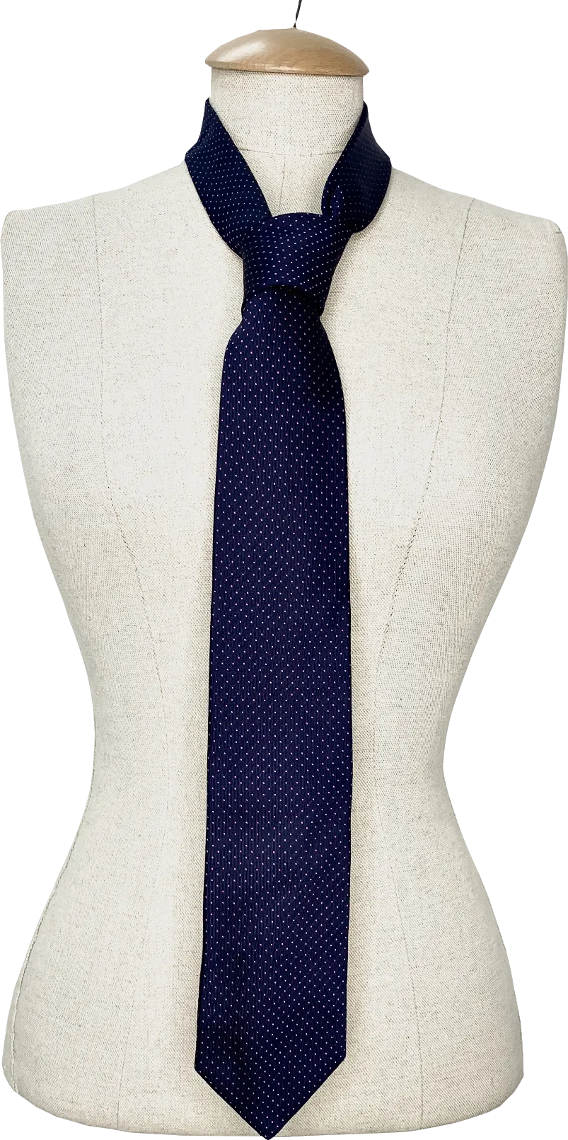 T.M.Lewin Blue Navy And Pink Dotted Silk Handmade Tie One Size