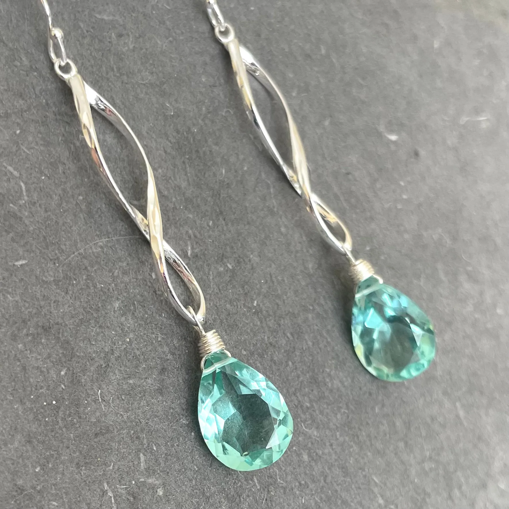 Twirly Girl Sparkling Aqua Earrings