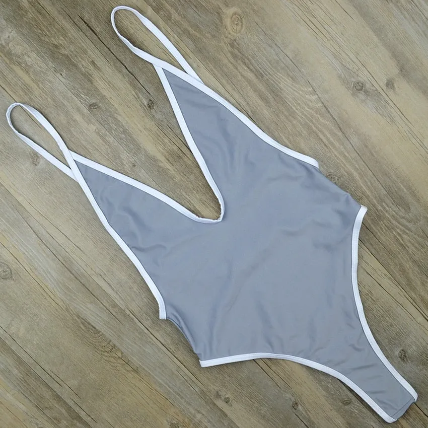 Ultra Sexy Tanga mit tiefem V-Ausschnitt, einteiliger, hoch geschnittener Monokini