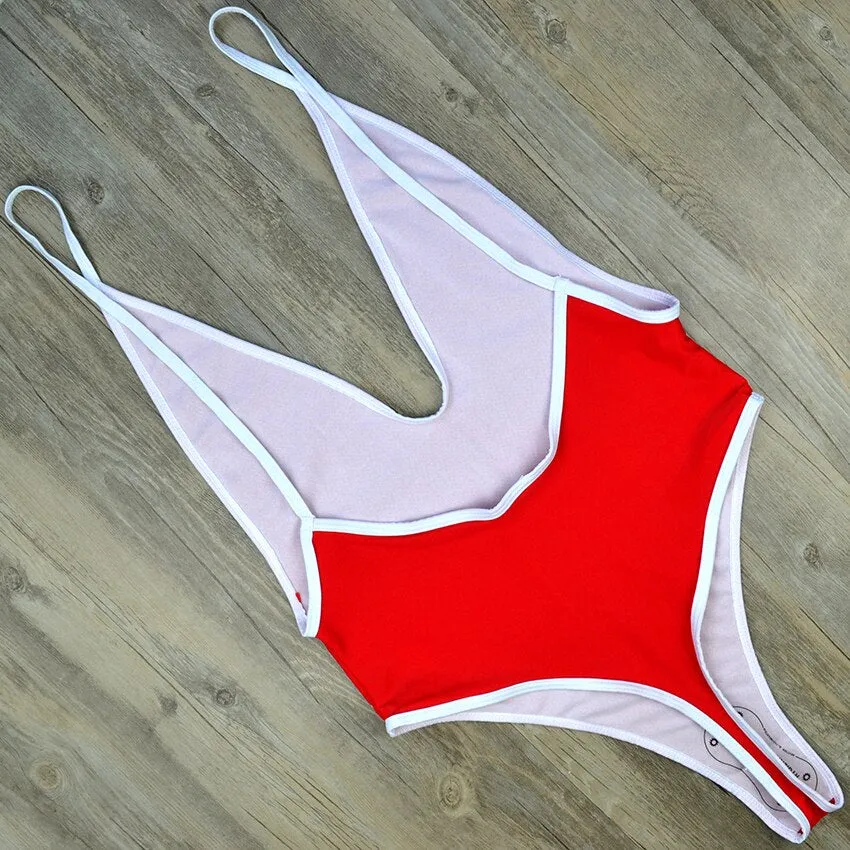 Ultra Sexy Tanga mit tiefem V-Ausschnitt, einteiliger, hoch geschnittener Monokini