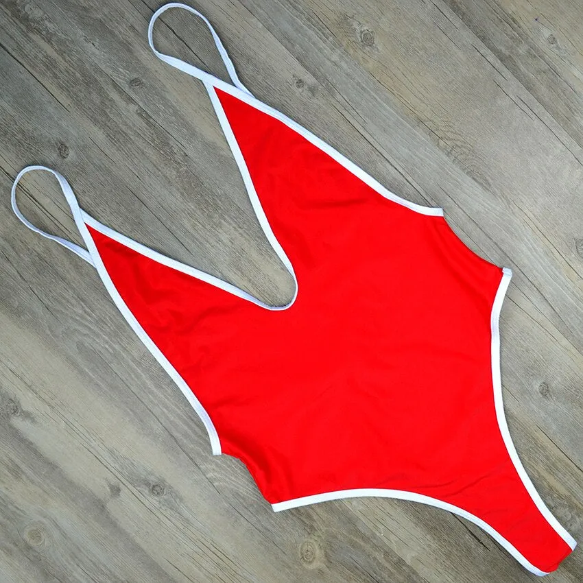 Ultra Sexy Tanga mit tiefem V-Ausschnitt, einteiliger, hoch geschnittener Monokini