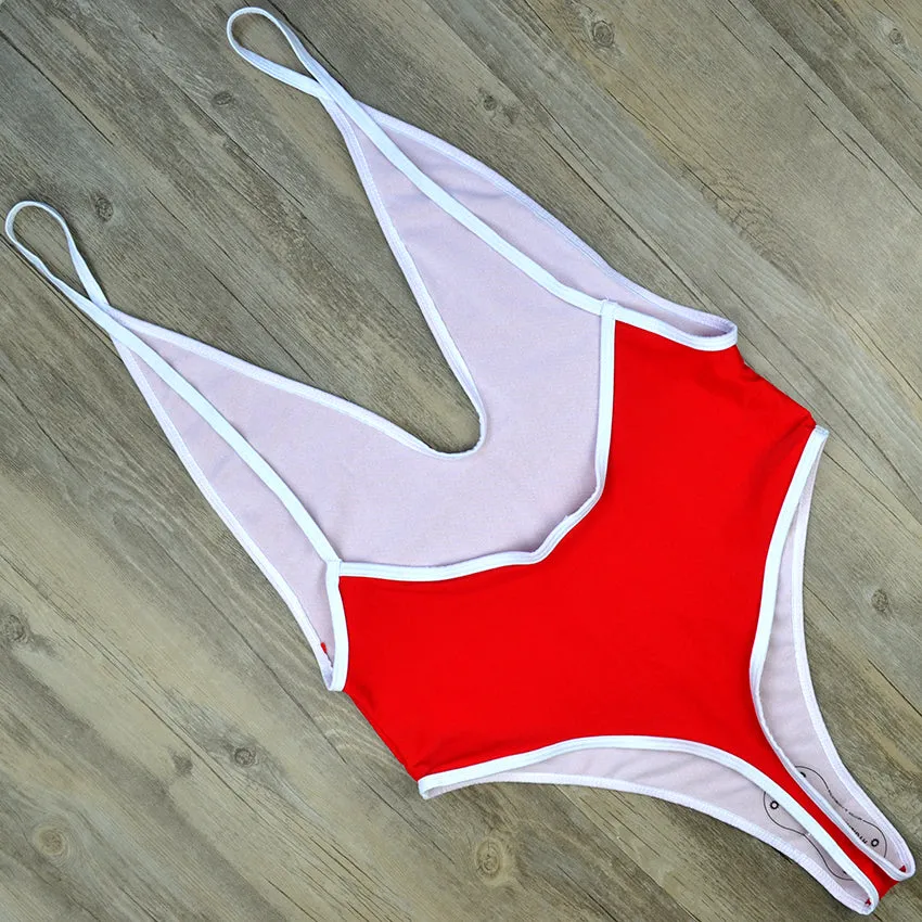 Ultra Sexy Tanga mit tiefem V-Ausschnitt, einteiliger, hoch geschnittener Monokini