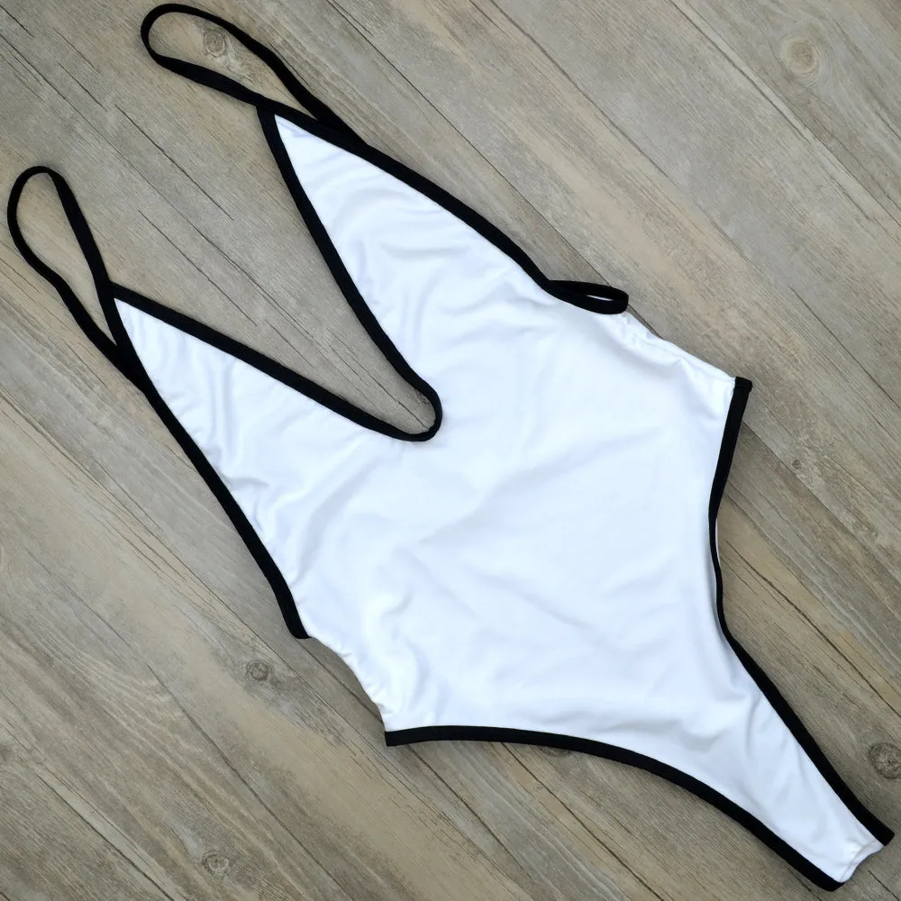 Ultra Sexy Tanga mit tiefem V-Ausschnitt, einteiliger, hoch geschnittener Monokini