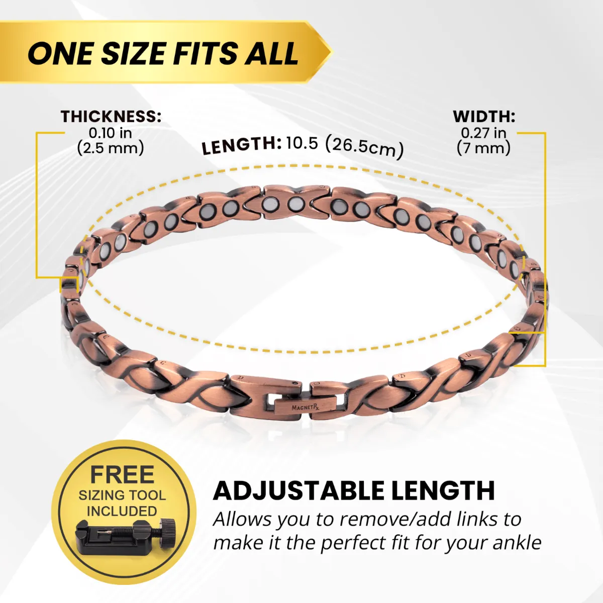 Ultra Strength Copper Magnetic Therapy Anklet for Women