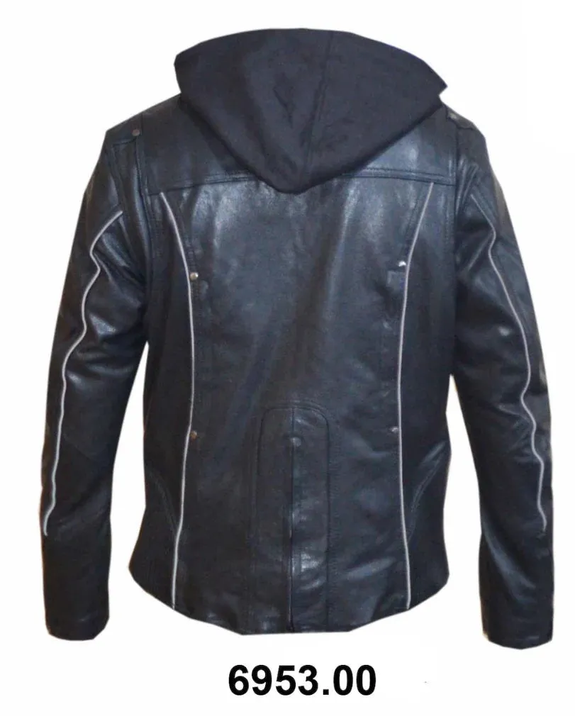 'Unik' Women's Ultra Leather Hoodie Jacket - Black