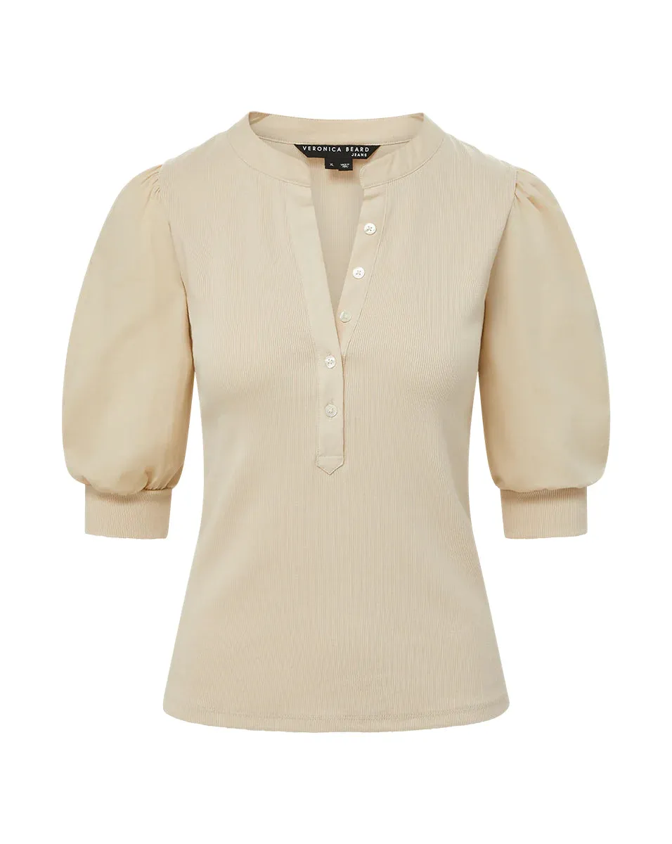 Veronica Beard - Coralee Puff Sleeve Top - Limestone