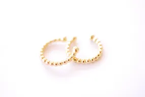 Wholesale Beaded Round Huggie Earrings | 16K Gold Plated over Brass | Circle Dangle Cuff Wrap Hoop Punk B329