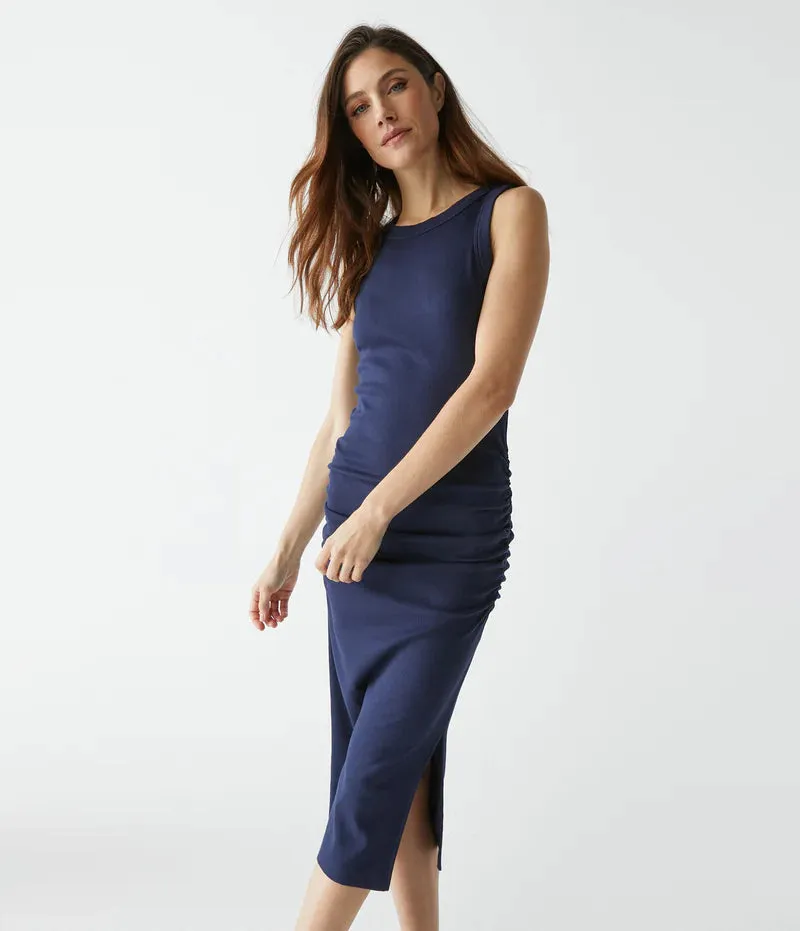 WREN RIBBED MIDI DRESS (NOCTURNAL) - MICHAEL STARS