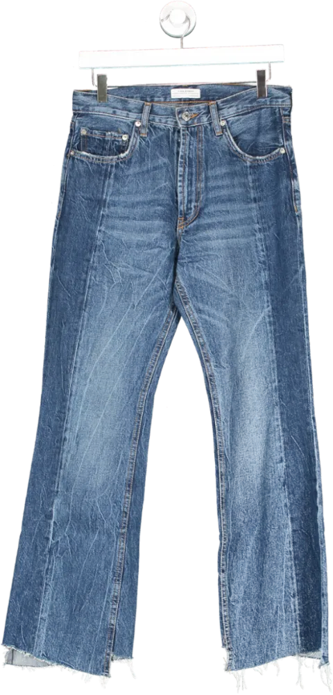 ZARA Blue Raw Hem Boot Cut Jeans UK 8